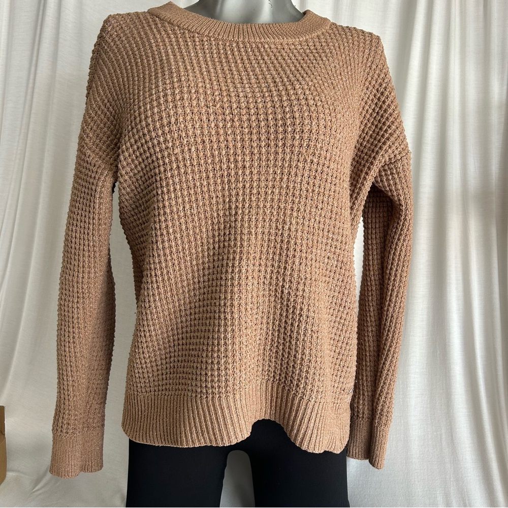 Time and Tru Brown Waffle Knit Sweater